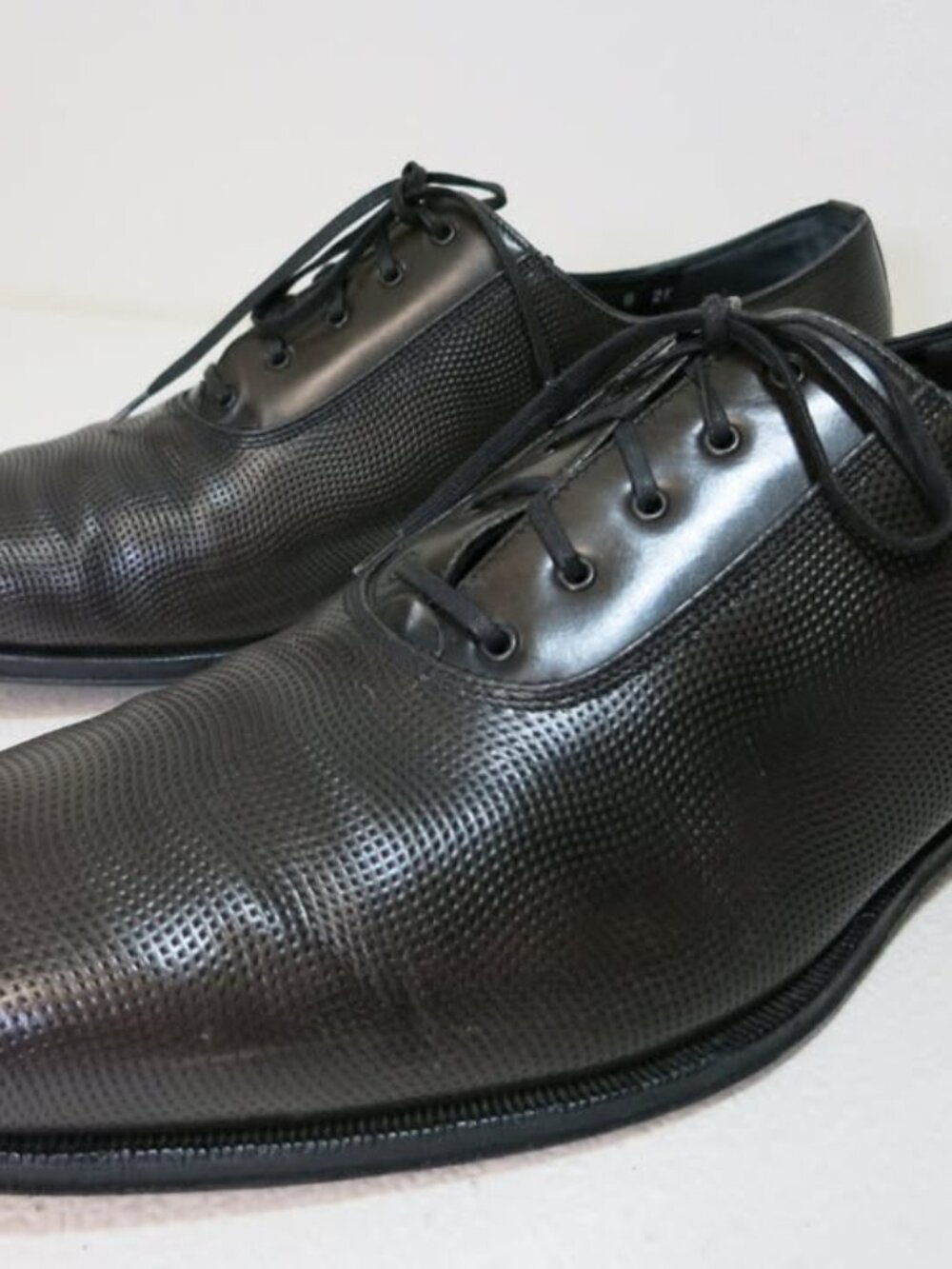 Salvatore Ferragamo Pebbled Grained Leather Plain Toe Oxfords Men's Shoes 8 EE